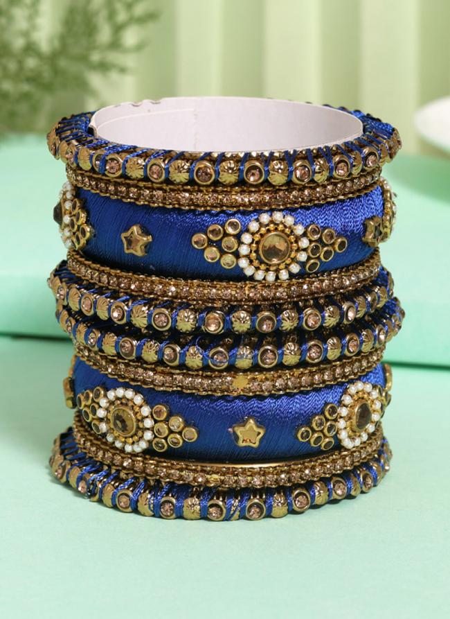   Wedding Wear  Blue Color Thread Bangle Set:-2.4,2.6,2.8